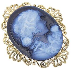 cameo Brooch APA K14 Yellow Gold 13.0g Women